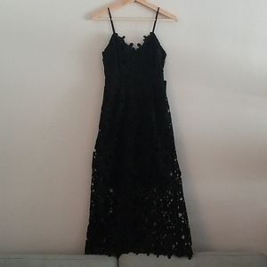 NWT Express Floral Lace Midi Dress, Black XXS